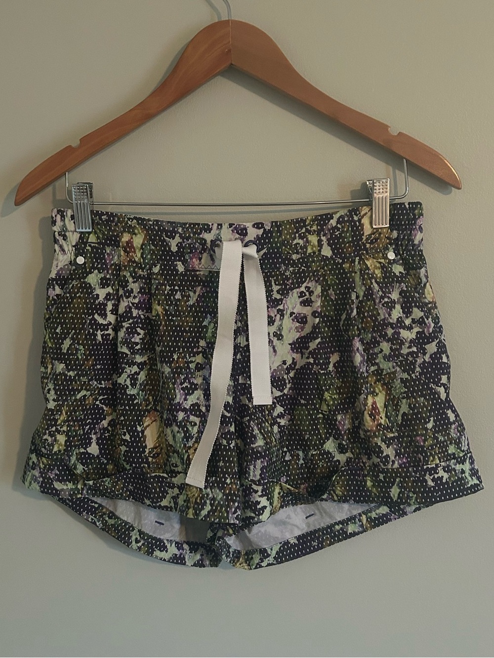 lululemon athletica Floral Print Drawstring Shorts - Black, Green, Purple